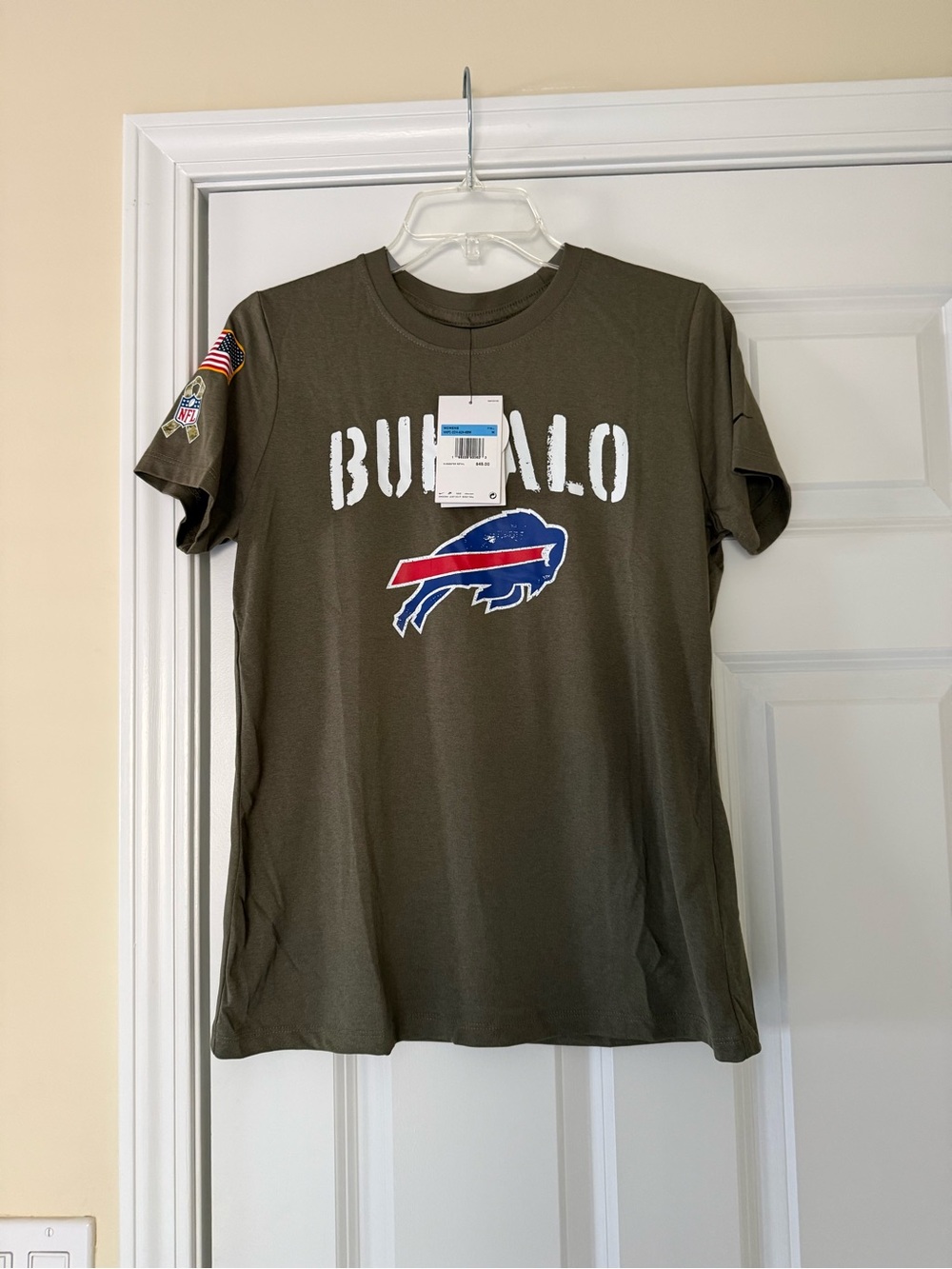 Nike Buffalo Graphic Tee - Olive Green with Blue & Red Logo